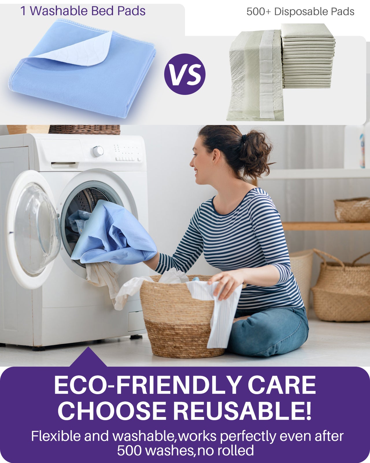 KEKOY Reusable & Washable 34x36 inch Bed Pads for Incontinence, 4 Pack Waterproof Pee Pads for Adults, Seniors, and Pets