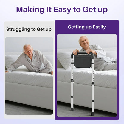 KEKOY Bed Rails for Seniors, Adjustable Bed Assist Rail for Elderly Adults with Storage Bag and Fixing Strap, Bed Support Bar Mobility Assistant