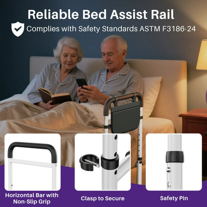 KEKOY Bed Rails for Seniors, Adjustable Bed Assist Rail for Elderly Adults with Storage Bag and Fixing Strap, Bed Support Bar Mobility Assistant