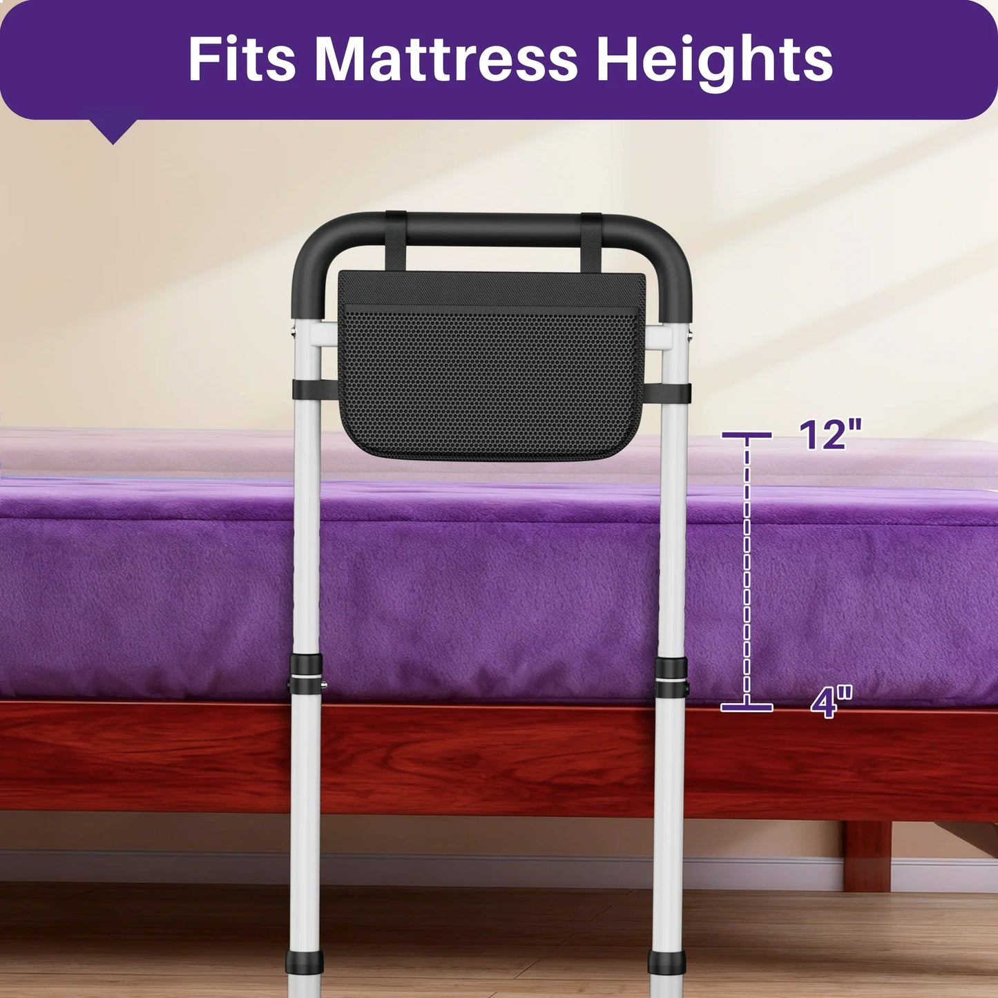 KEKOY Bed Rails for Seniors, Adjustable Bed Assist Rail for Elderly Adults with Storage Bag and Fixing Strap, Bed Support Bar Mobility Assistant