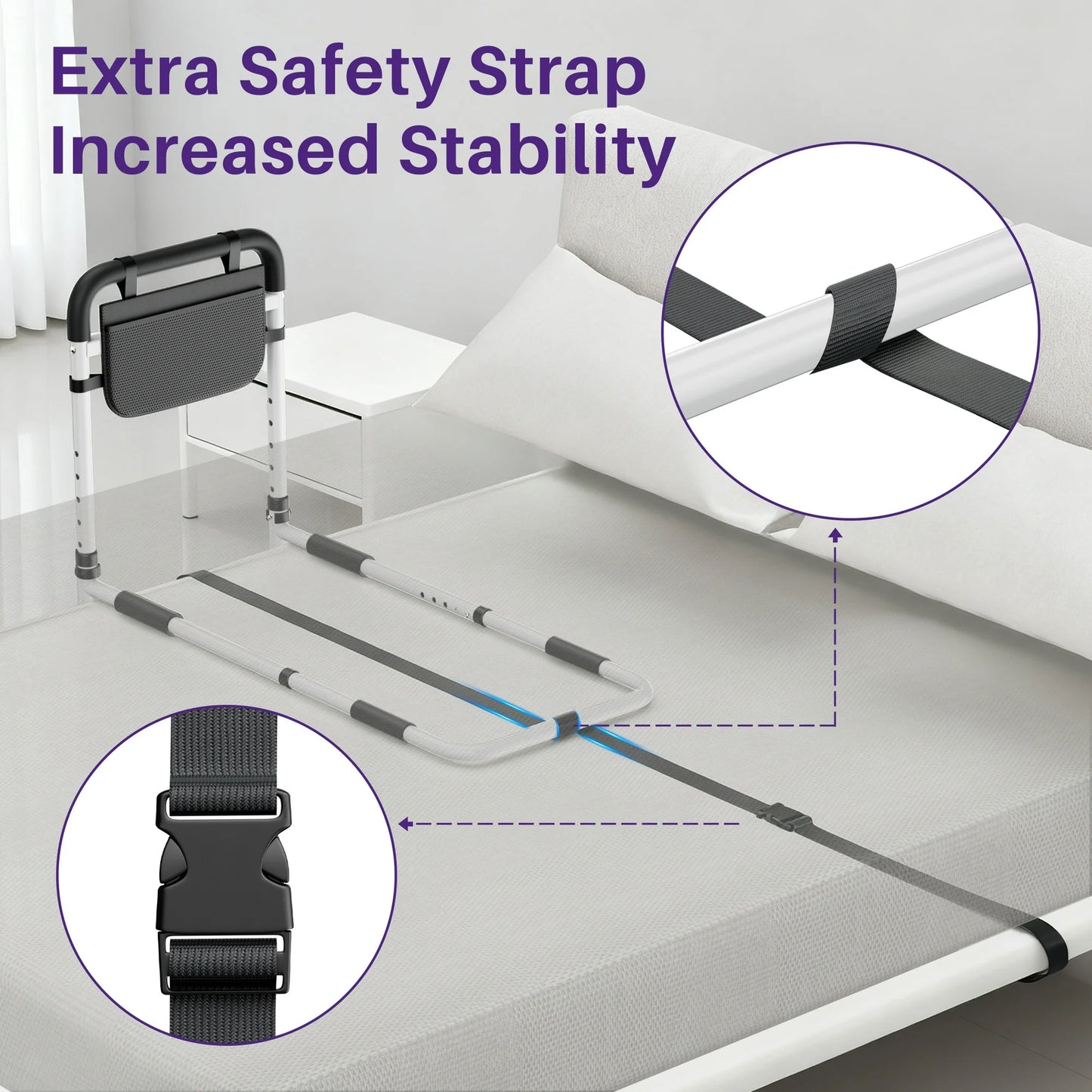 KEKOY Bed Rails for Seniors, Adjustable Bed Assist Rail for Elderly Adults with Storage Bag and Fixing Strap, Bed Support Bar Mobility Assistant