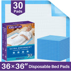 KEKOY Disposable Underpads, Bed Pads Disposable 36 x 36, 6 Layers Waterproof Bed Mats,Anti Slip Backing, Leakproof Quick Drying, XXL, 30 Count
