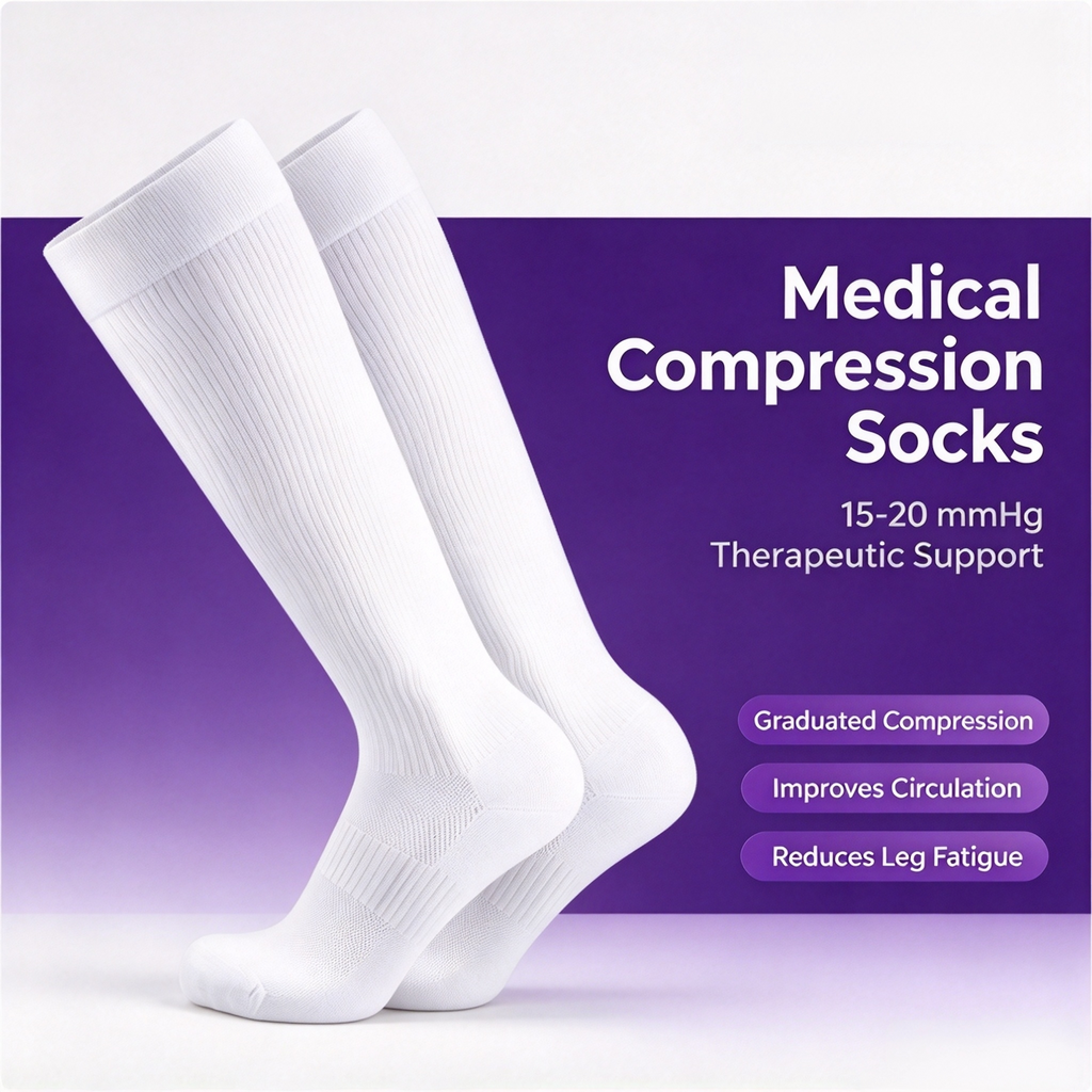KEKOY Compression Socks for Medical or Therapeutic Use, 15-20mmHg Graduated Pressure Stockings, Breathable Leg Support Socks for Fatigue Relief, Circulation Recovery, Nursing and Travel