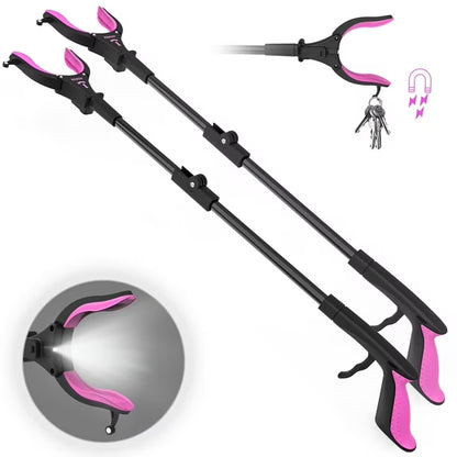 KEKOY 32" 2 Pack Reacher Grabber Tool, Foldable Grabbers for Elderly, Trash Picker Grabber with Light, Magnetic Pick up Tool Reaching Aids, Purple