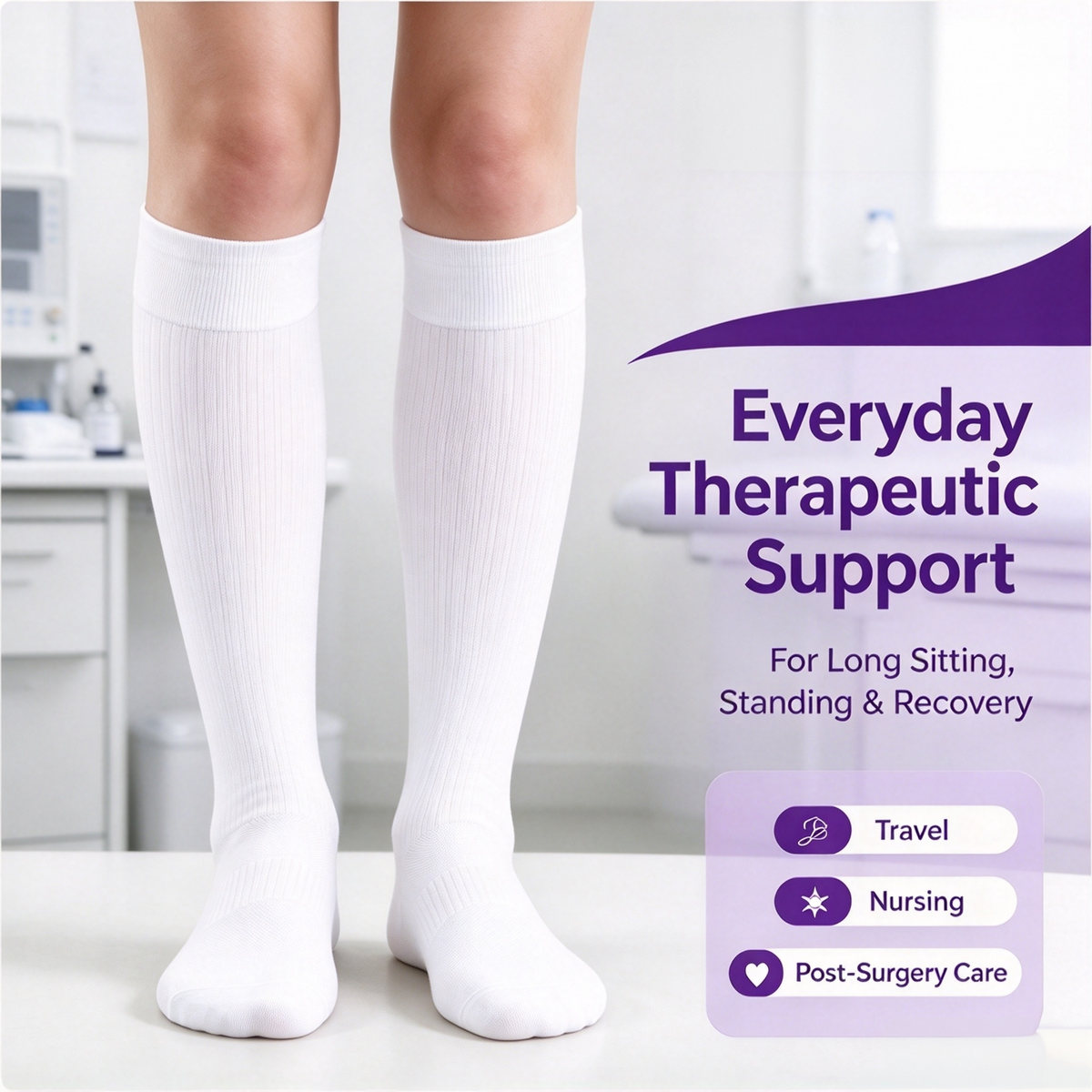 KEKOY Compression Socks for Medical or Therapeutic Use, 15-20mmHg Graduated Pressure Stockings, Breathable Leg Support Socks for Fatigue Relief, Circulation Recovery, Nursing and Travel