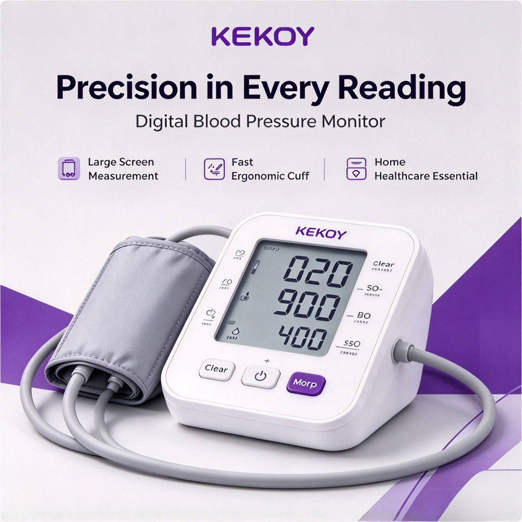 KEKOY Digital Blood Pressure Monitor – Accurate Home BP Machine with Large Display, Comfortable Cuff & One-Click Operation