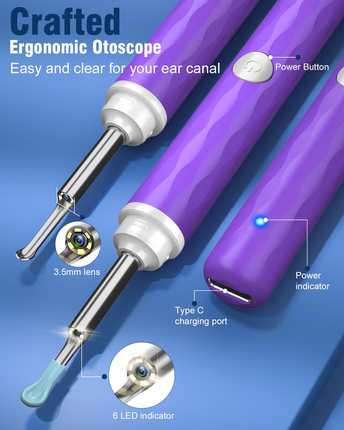 KEKOY Ear Cleaning Kit Remove Wax, Ear Camera with 1296P and 6 LED Lights, Upgrade Ear Cleaner with 10 Ear Pick, Ear Wax Removal Kit for iOS and Android