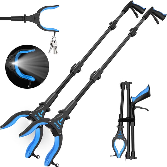 KEKOY Grabber Reaching Tool, FSA/HSA Eligible 2 Pack 32" Foldable Trash Pickup Reacher for The Disabled, Blue