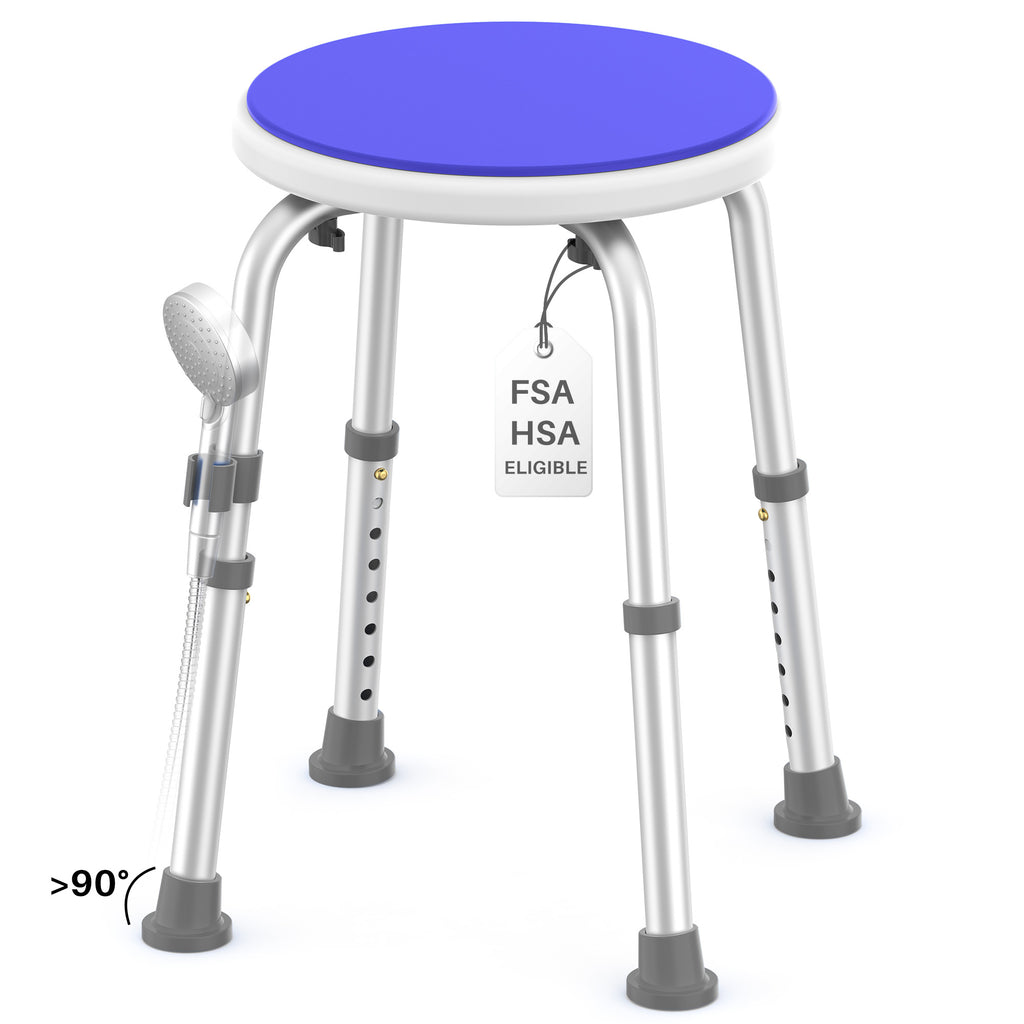 KEKOY Adjustable Shower Stool, FSA/HSA Eligible Bath Stools for Inside Shower Anti-Slip Round Plastic Upgraded Bathroom Seats,Tool-Free Bath Chairs for Seniors