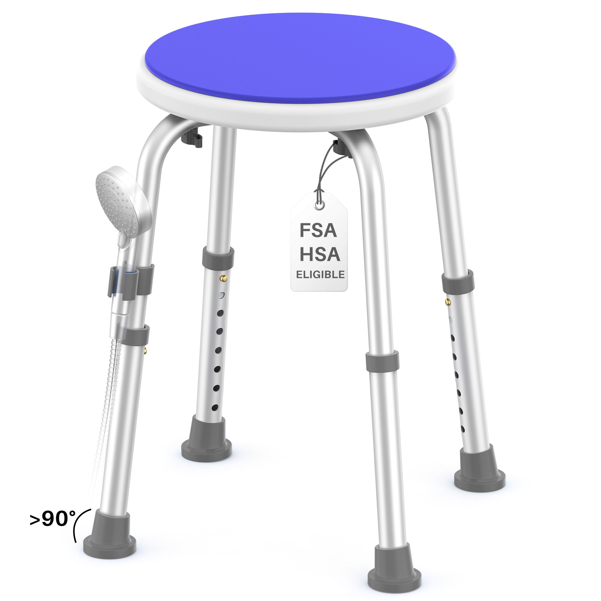 KEKOY Adjustable Shower Stool, FSA/HSA Eligible Bath Stools for Inside Shower Anti-Slip Round Plastic Upgraded Bathroom Seats,Tool-Free Bath Chairs for Seniors