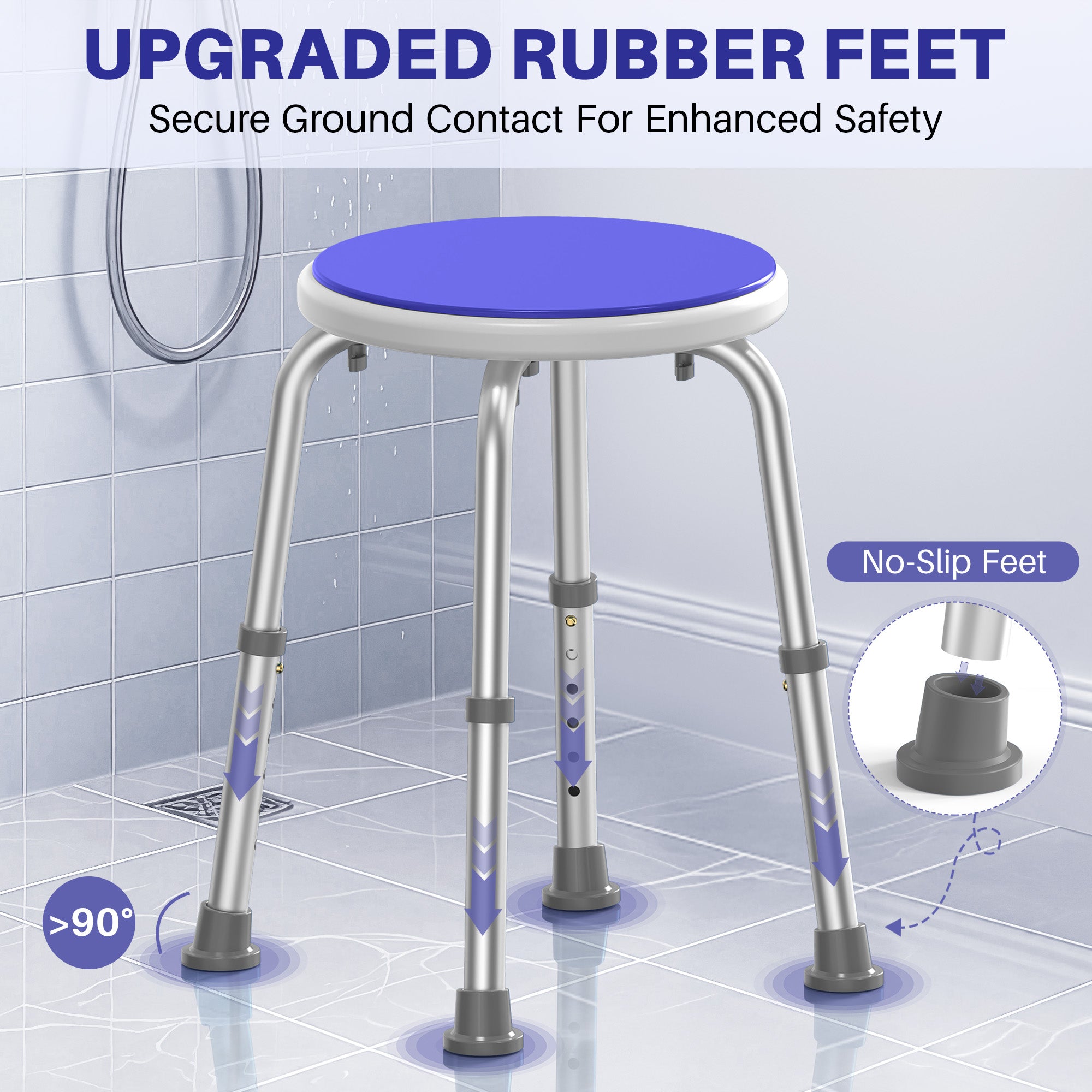 KEKOY Adjustable Shower Stool, FSA/HSA Eligible Bath Stools for Inside Shower Anti-Slip Round Plastic Upgraded Bathroom Seats,Tool-Free Bath Chairs for Seniors