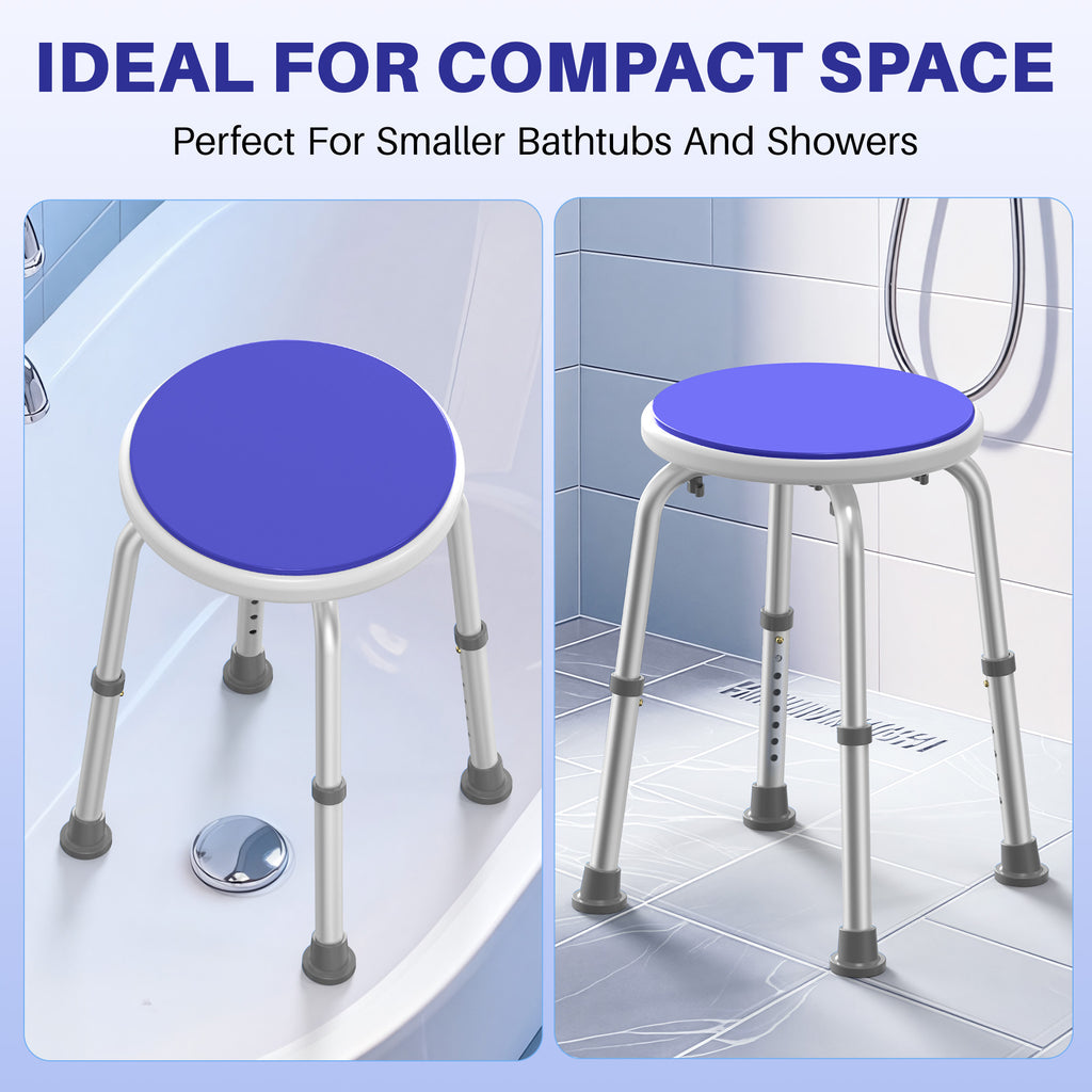 KEKOY Adjustable Shower Stool, FSA/HSA Eligible Bath Stools for Inside Shower Anti-Slip Round Plastic Upgraded Bathroom Seats,Tool-Free Bath Chairs for Seniors