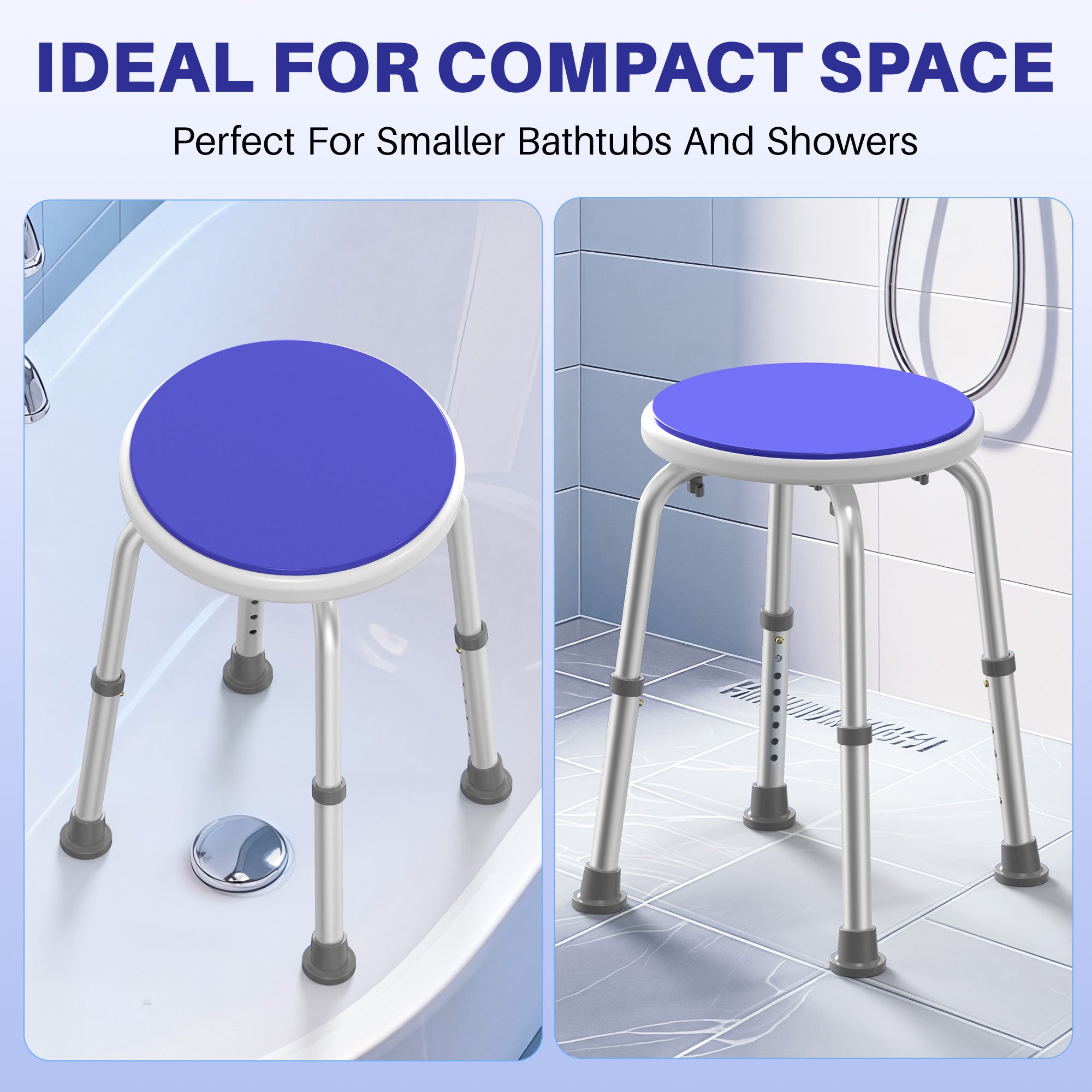 KEKOY Adjustable Shower Stool, FSA/HSA Eligible Bath Stools for Inside Shower Anti-Slip Round Plastic Upgraded Bathroom Seats,Tool-Free Bath Chairs for Seniors