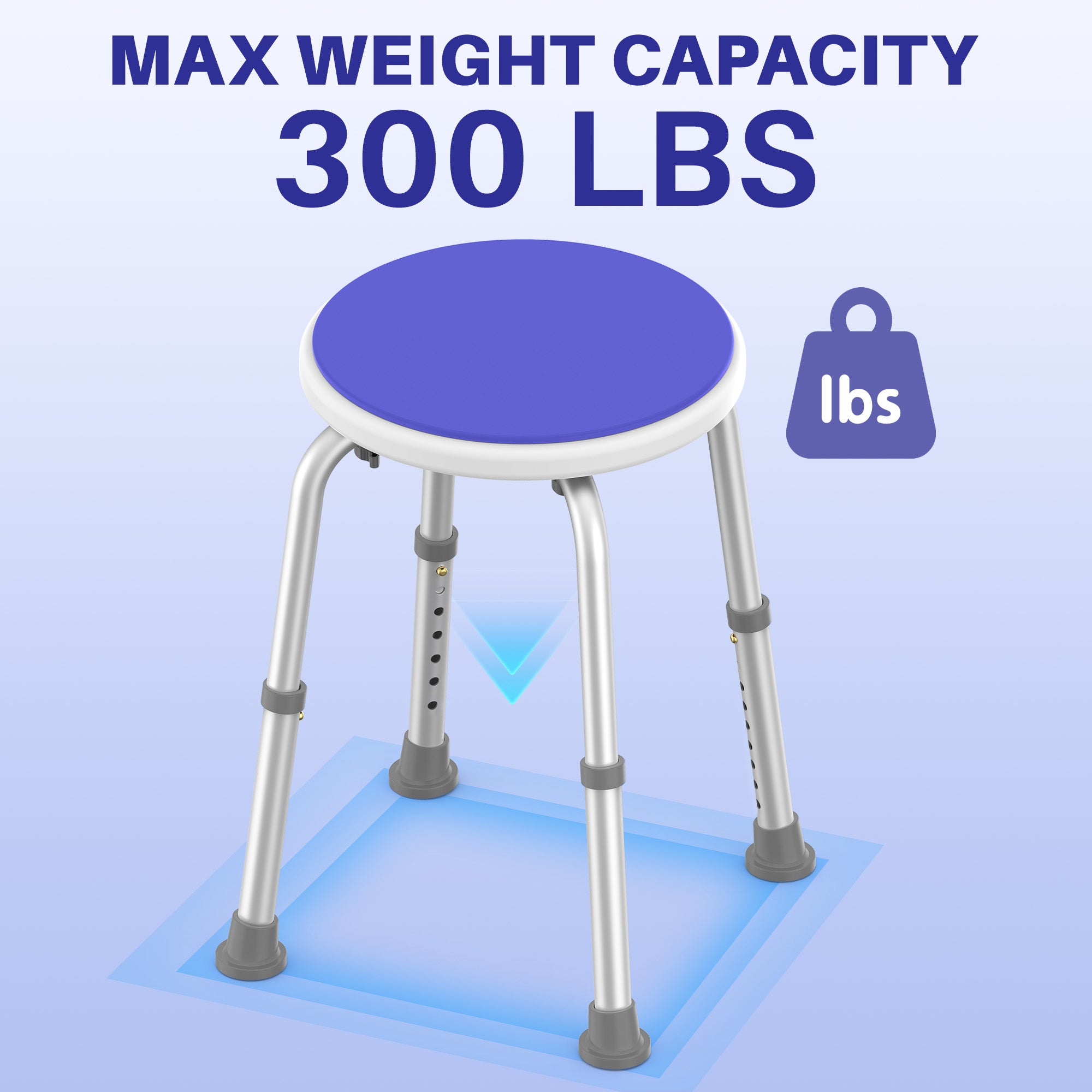 KEKOY Adjustable Shower Stool, FSA/HSA Eligible Bath Stools for Inside Shower Anti-Slip Round Plastic Upgraded Bathroom Seats,Tool-Free Bath Chairs for Seniors