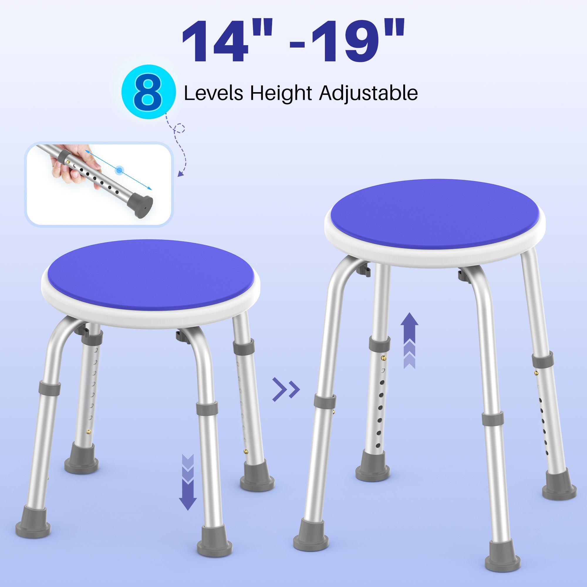 KEKOY Adjustable Shower Stool, FSA/HSA Eligible Bath Stools for Inside Shower Anti-Slip Round Plastic Upgraded Bathroom Seats,Tool-Free Bath Chairs for Seniors