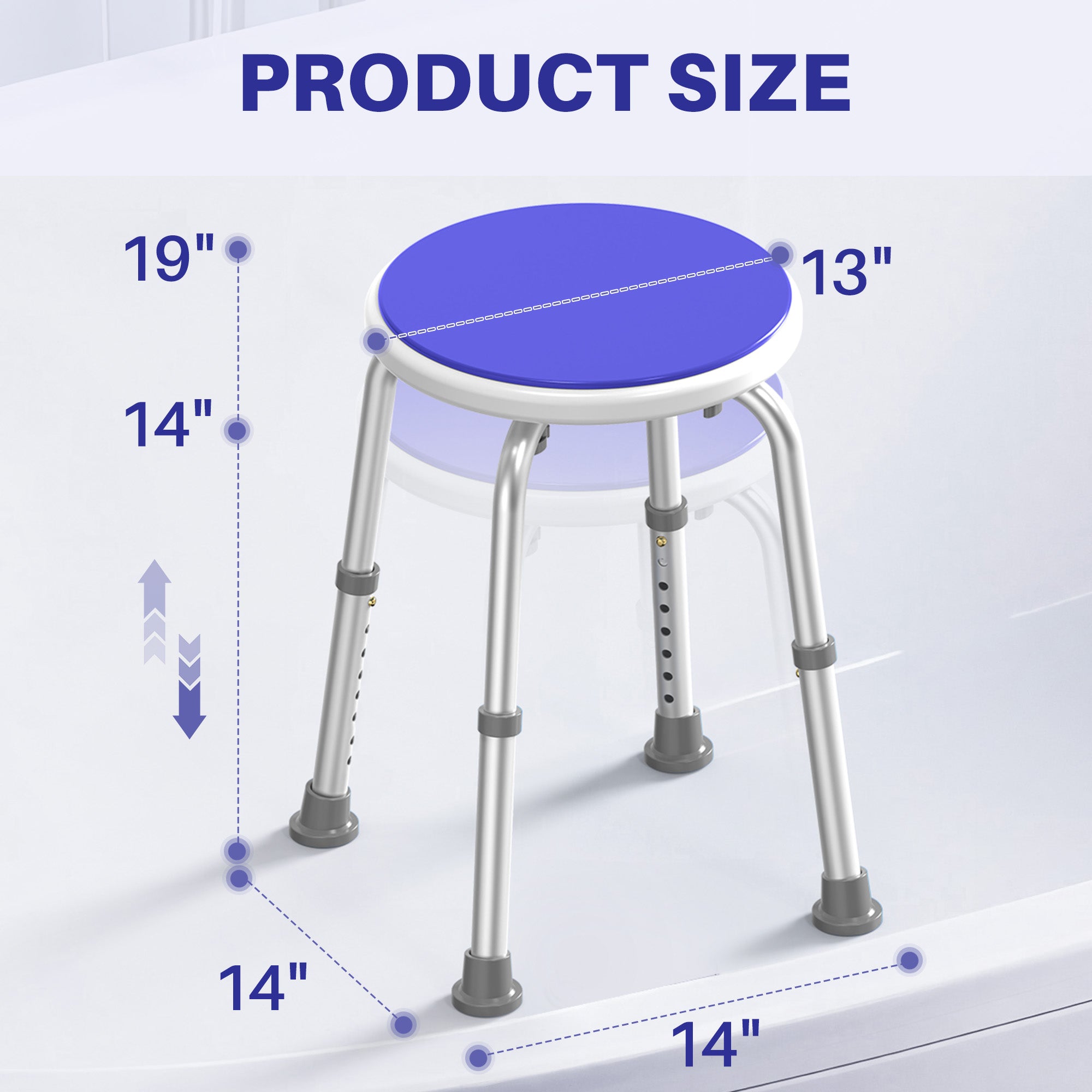 KEKOY Adjustable Shower Stool, FSA/HSA Eligible Bath Stools for Inside Shower Anti-Slip Round Plastic Upgraded Bathroom Seats,Tool-Free Bath Chairs for Seniors