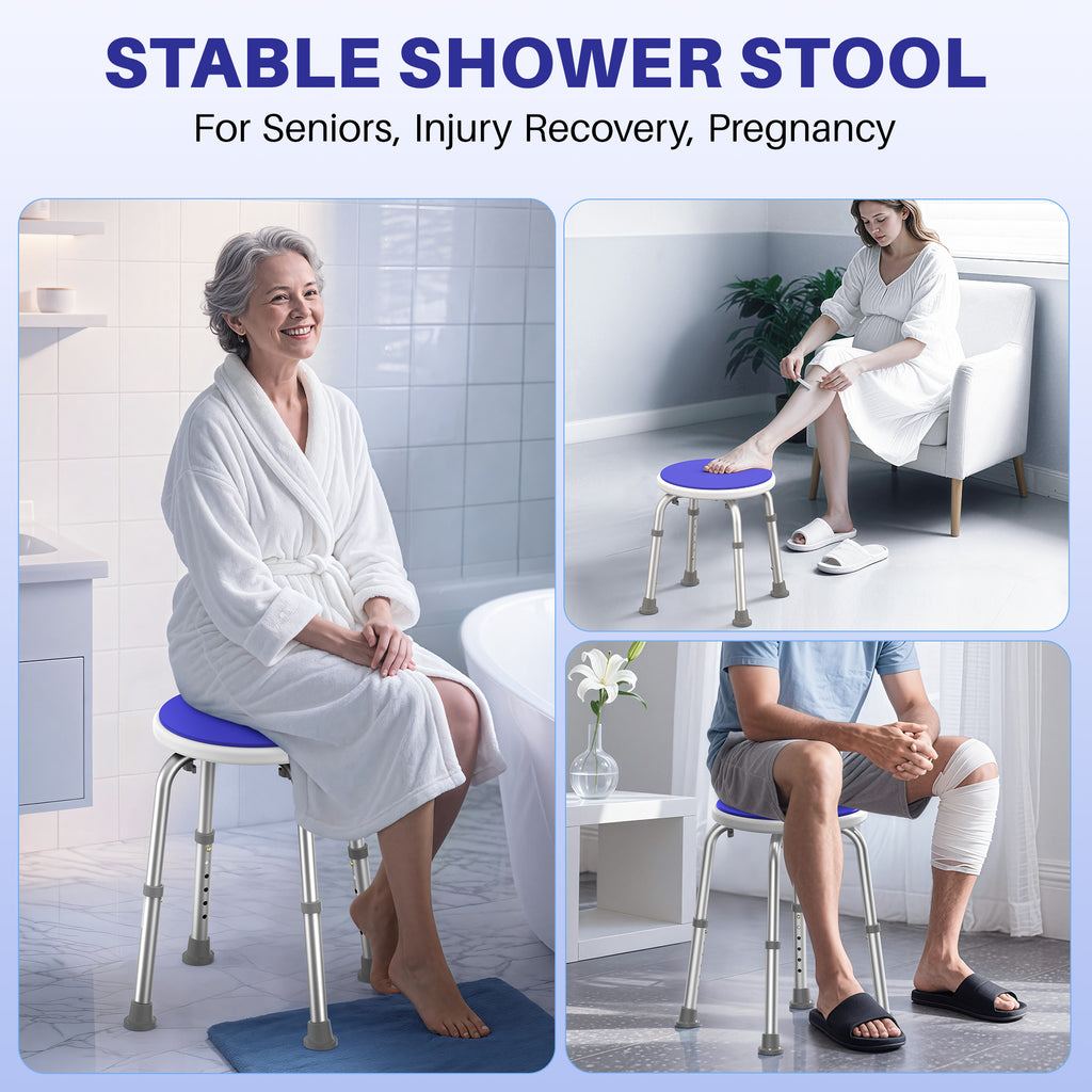 KEKOY Adjustable Shower Stool, FSA/HSA Eligible Bath Stools for Inside Shower Anti-Slip Round Plastic Upgraded Bathroom Seats,Tool-Free Bath Chairs for Seniors