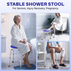 KEKOY Adjustable Shower Stool, FSA/HSA Eligible Bath Stools for Inside Shower Anti-Slip Round Plastic Upgraded Bathroom Seats,Tool-Free Bath Chairs for Seniors