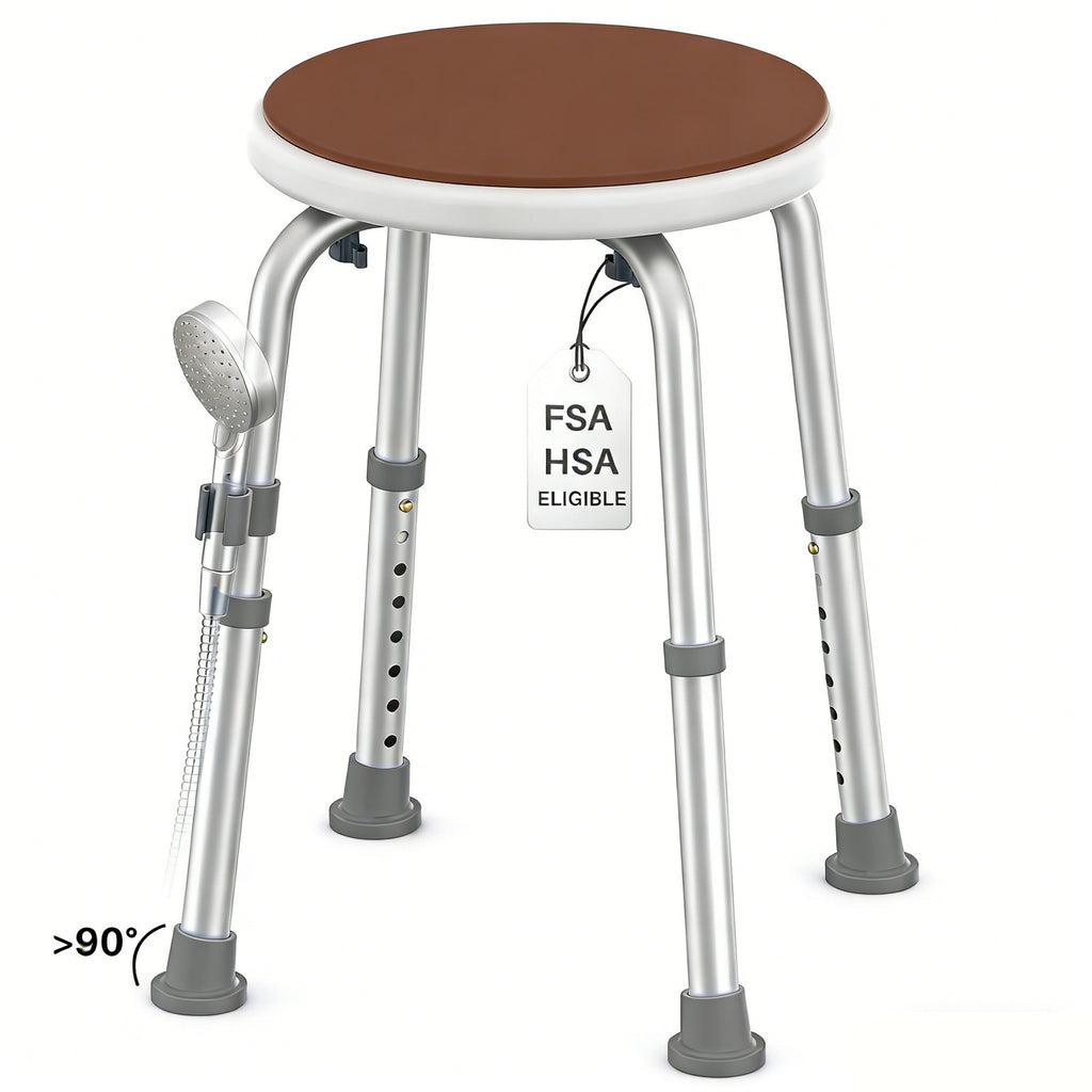 KEKOY Adjustable Shower Stool, FSA/HSA Eligible Bath Stools for Inside Shower Anti-Slip Round Plastic Upgraded Bathroom Seats,Tool-Free Bath Chairs for Seniors