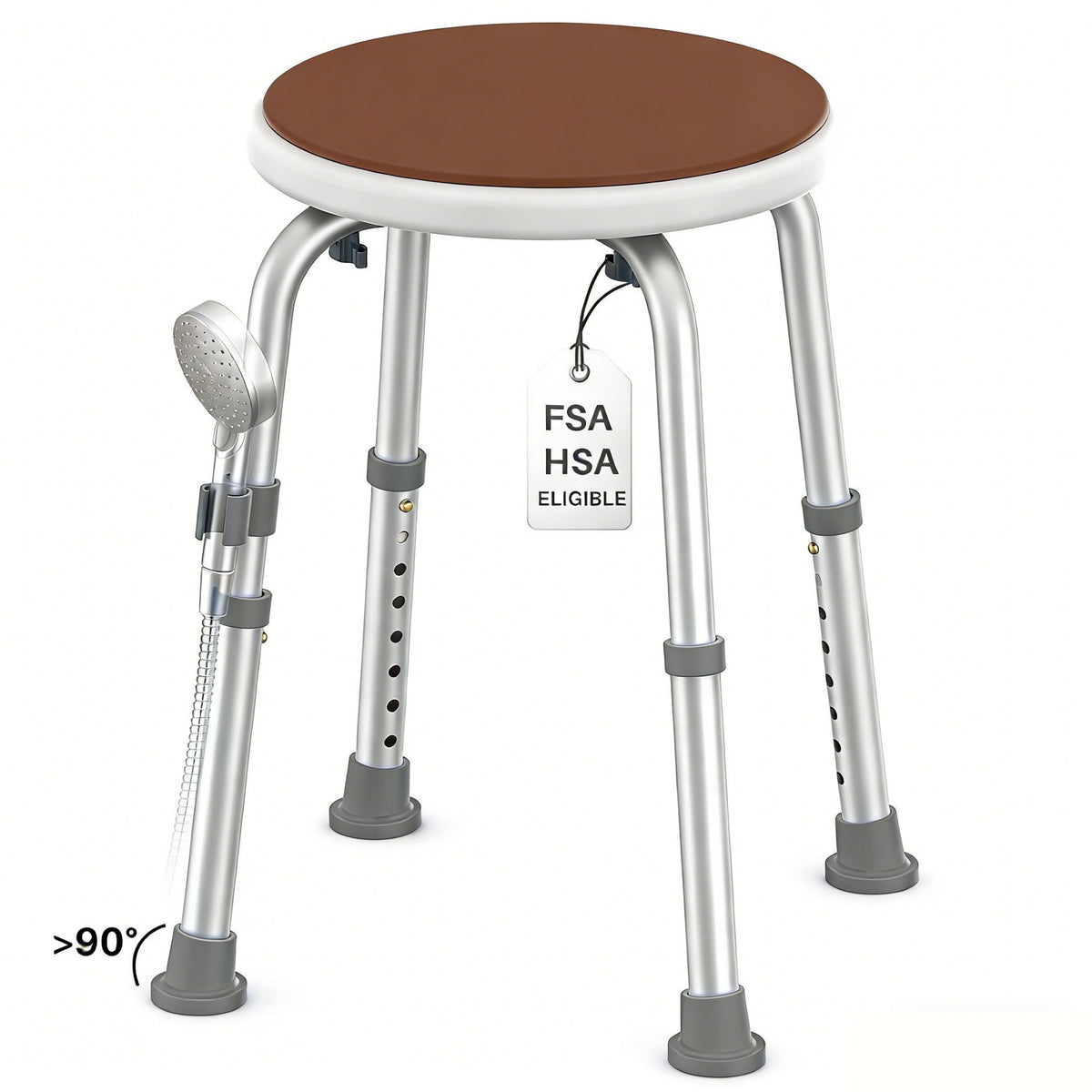 KEKOY Adjustable Shower Stool, FSA/HSA Eligible Bath Stools for Inside Shower Anti-Slip Round Plastic Upgraded Bathroom Seats,Tool-Free Bath Chairs for Seniors