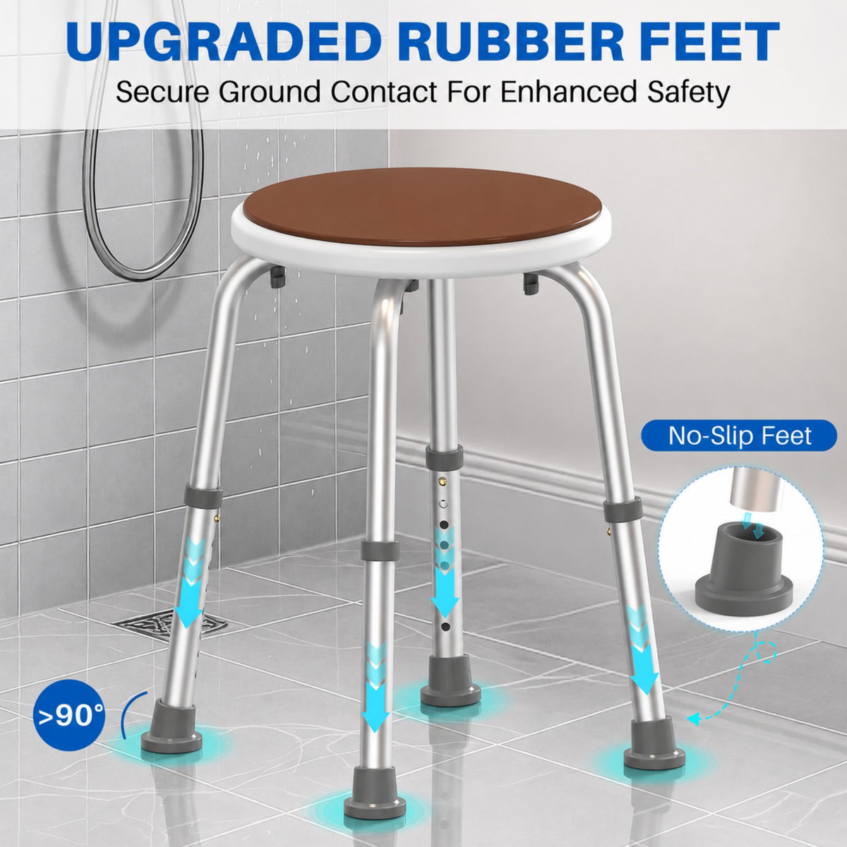 KEKOY Adjustable Shower Stool, FSA/HSA Eligible Bath Stools for Inside Shower Anti-Slip Round Plastic Upgraded Bathroom Seats,Tool-Free Bath Chairs for Seniors