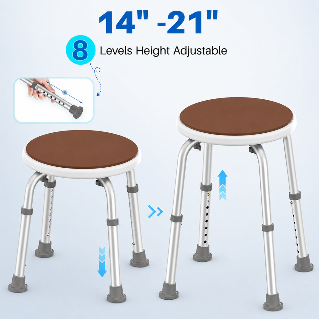 KEKOY Adjustable Shower Stool, FSA/HSA Eligible Bath Stools for Inside Shower Anti-Slip Round Plastic Upgraded Bathroom Seats,Tool-Free Bath Chairs for Seniors