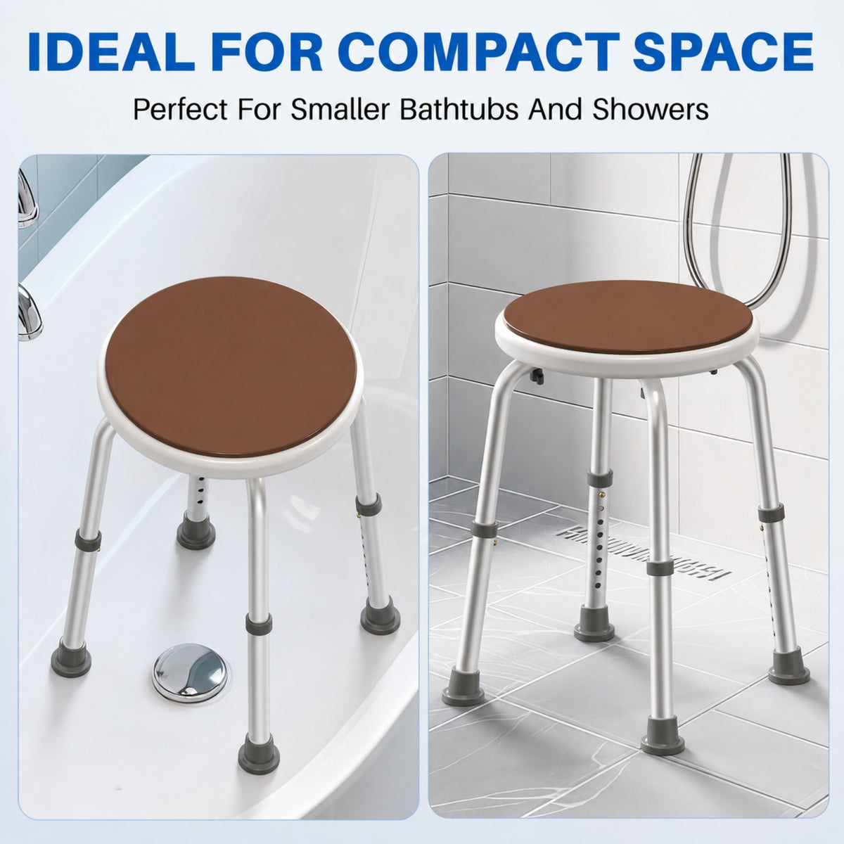 KEKOY Adjustable Shower Stool, FSA/HSA Eligible Bath Stools for Inside Shower Anti-Slip Round Plastic Upgraded Bathroom Seats,Tool-Free Bath Chairs for Seniors