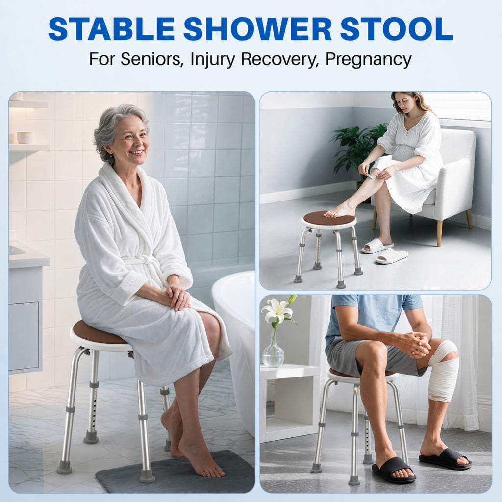 KEKOY Adjustable Shower Stool, FSA/HSA Eligible Bath Stools for Inside Shower Anti-Slip Round Plastic Upgraded Bathroom Seats,Tool-Free Bath Chairs for Seniors