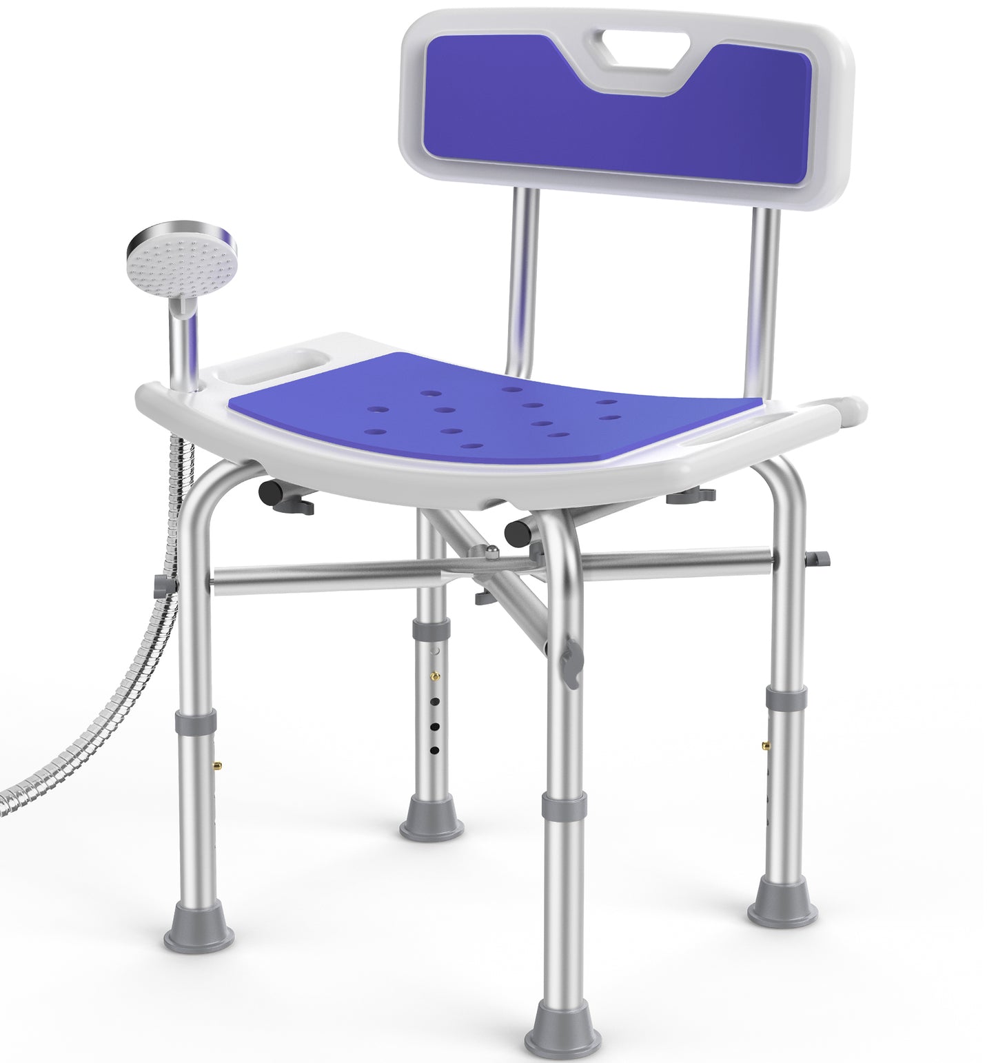 KEKOY Shower Chair with Back 500lb, Height Adjustable Shower Stool, Padded Heavy Duty Bath Chair Seat for Elderly, Senior, Handicap, Tool-Free Assembly -puple