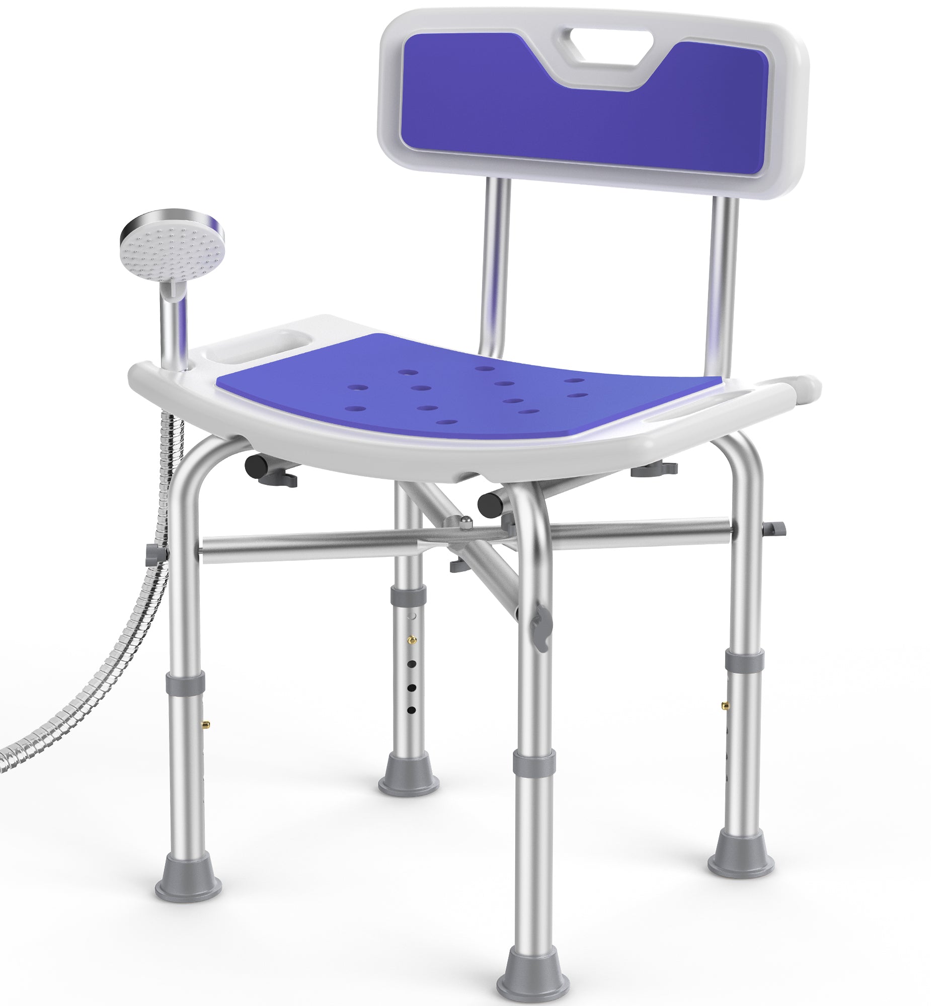 KEKOY Shower Chair with Back 500lb, Height Adjustable Shower Stool, Padded Heavy Duty Bath Chair Seat for Elderly, Senior, Handicap, Tool-Free Assembly -puple