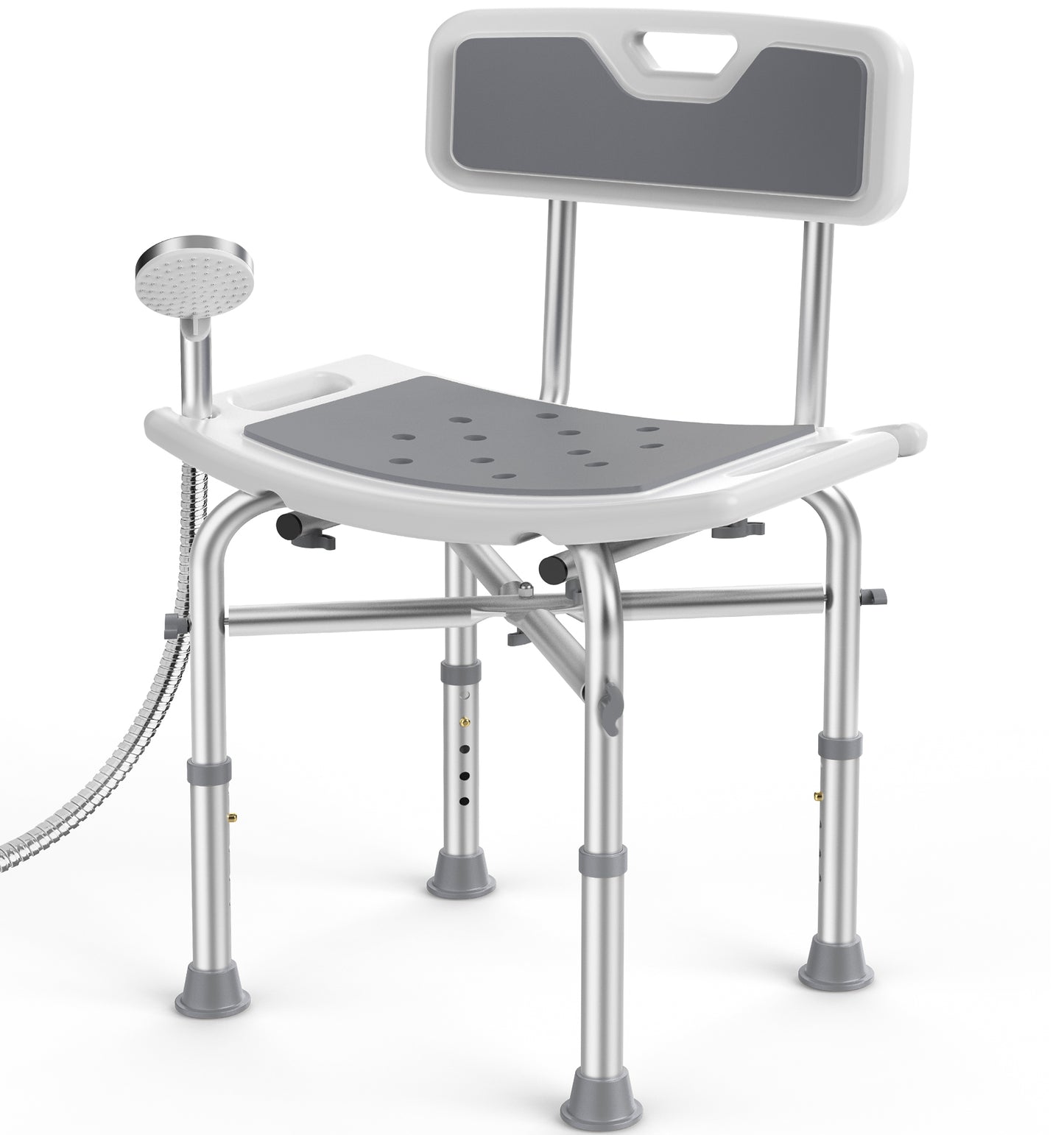 KEKOY Shower Chair with Back 500lb, Height Adjustable Shower Stool, Padded Heavy Duty Bath Chair Seat for Elderly, Senior, Handicap, Tool-Free Assembly -Gray