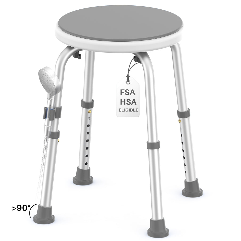 KEKOY Adjustable Shower Stool, FSA/HSA Eligible Bath Stools for Inside Shower Anti-Slip Round Plastic Upgraded Bathroom Seats,Tool-Free Bath Chairs for Seniors
