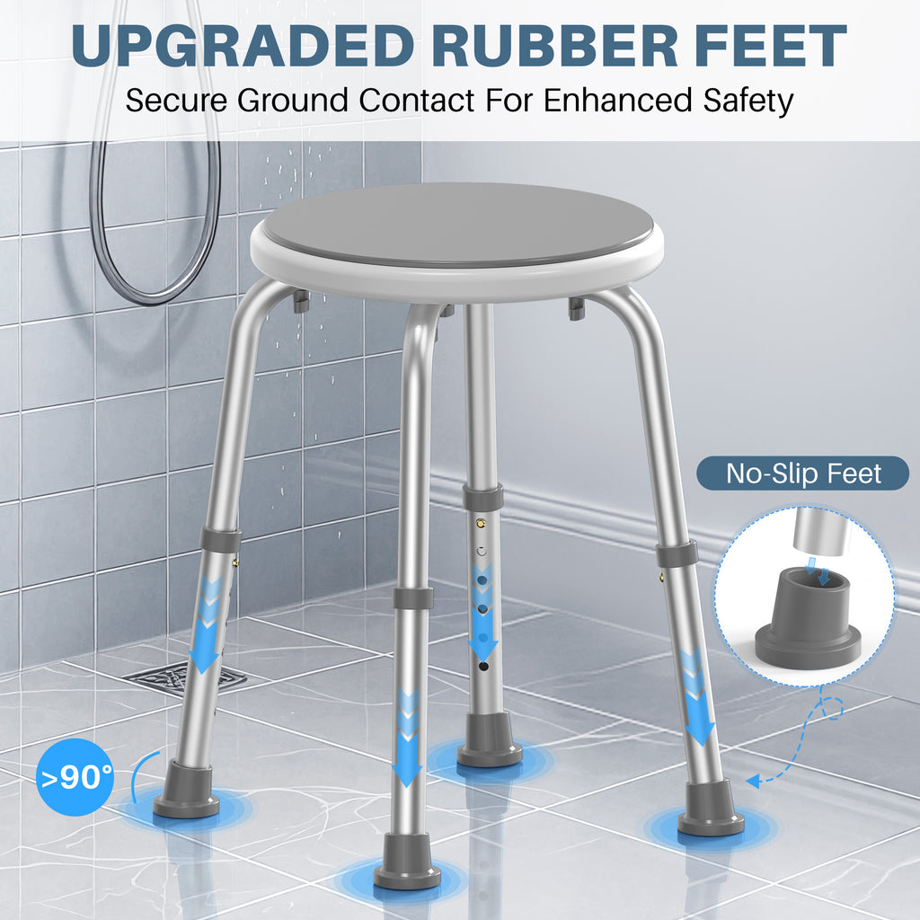 KEKOY Adjustable Shower Stool, FSA/HSA Eligible Bath Stools for Inside Shower Anti-Slip Round Plastic Upgraded Bathroom Seats,Tool-Free Bath Chairs for Seniors