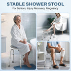 KEKOY Adjustable Shower Stool, FSA/HSA Eligible Bath Stools for Inside Shower Anti-Slip Round Plastic Upgraded Bathroom Seats,Tool-Free Bath Chairs for Seniors