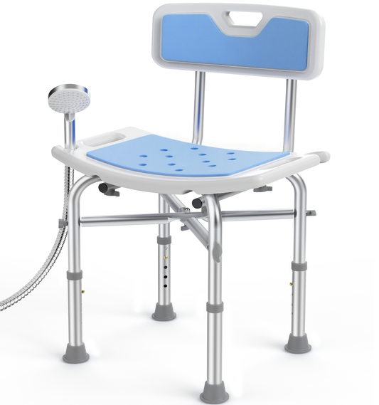 KEKOY Shower Chair with Back 500lb, Height Adjustable Shower Stool, Padded Heavy Duty Bath Chair Seat for Elderly, Senior, Handicap, Tool-Free Assembly