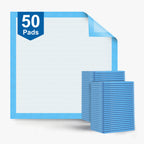 Packaging of 50 pads with a stack of additional pads on a white background