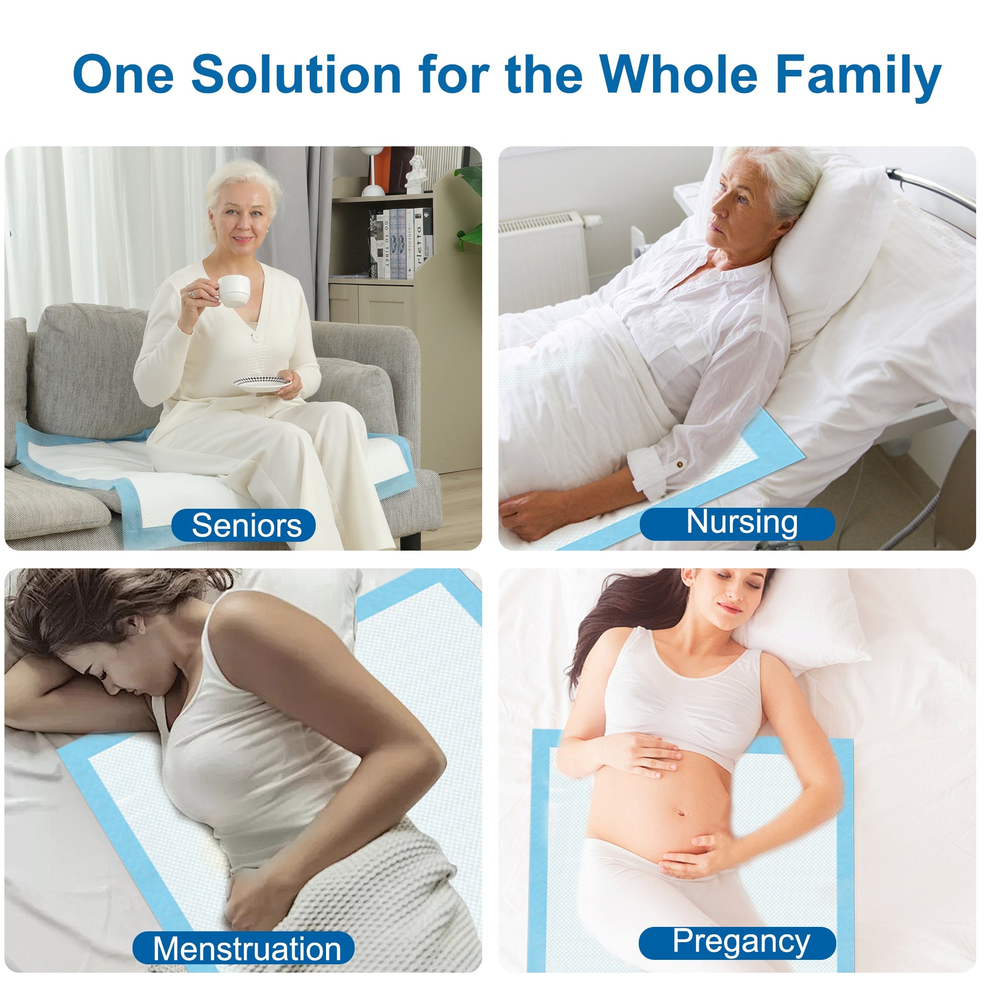 Product solution for seniors, nursing, menstruation, and pregnancy