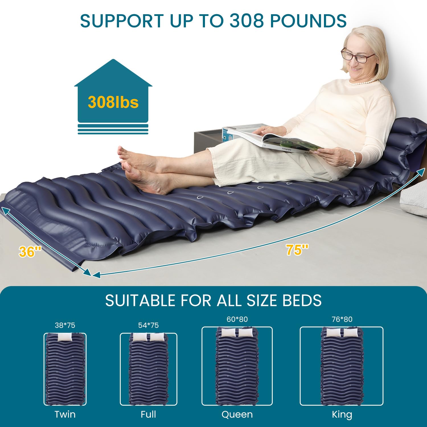 blue kekoy air mattress with dimensions and weight capacity
