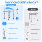 KEKOY Shower Chair for Elderly, 500lb Adjustable Height Bath Seat with Tool-Free Assembly, Anti-Slip FSA/HSA Eligible Shower Stool for Smaller Bathtub & Bathroom, Ideal for Seniors and Disabled Adult