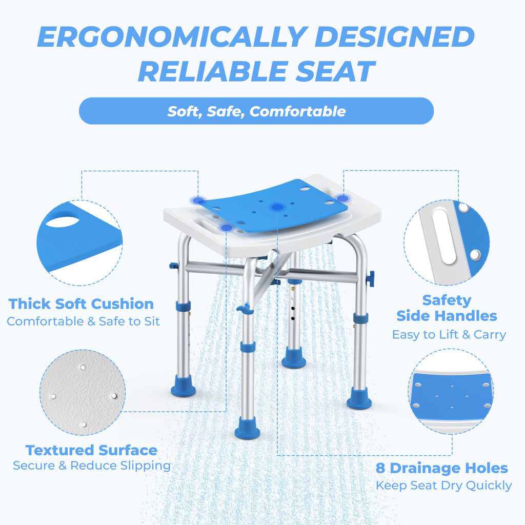 KEKOY Shower Chair for Elderly, 500lb Adjustable Height Bath Seat with Tool-Free Assembly, Anti-Slip FSA/HSA Eligible Shower Stool for Smaller Bathtub & Bathroom, Ideal for Seniors and Disabled Adult