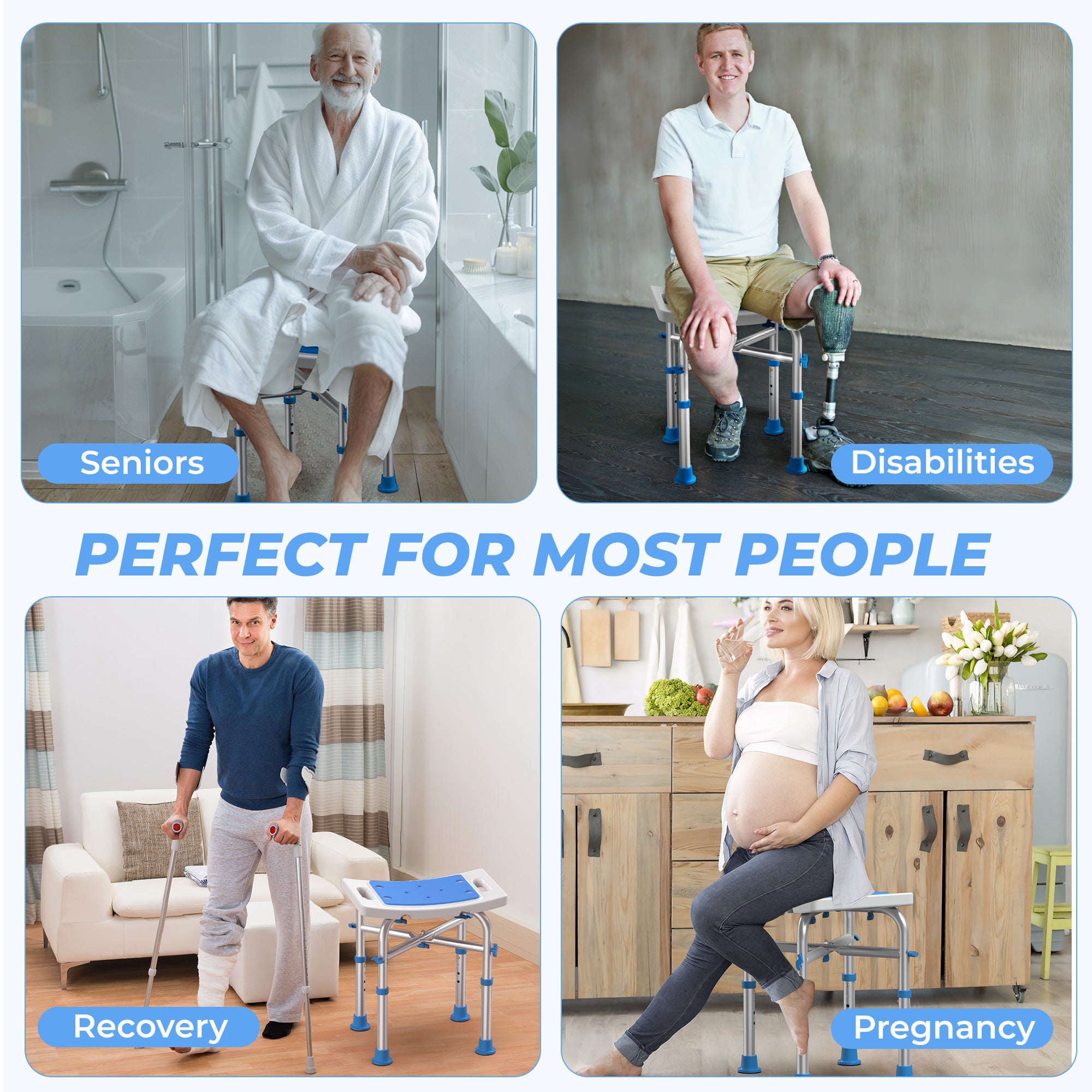 KEKOY Shower Chair for Elderly, 500lb Adjustable Height Bath Seat with Tool-Free Assembly, Anti-Slip FSA/HSA Eligible Shower Stool for Smaller Bathtub & Bathroom, Ideal for Seniors and Disabled Adult