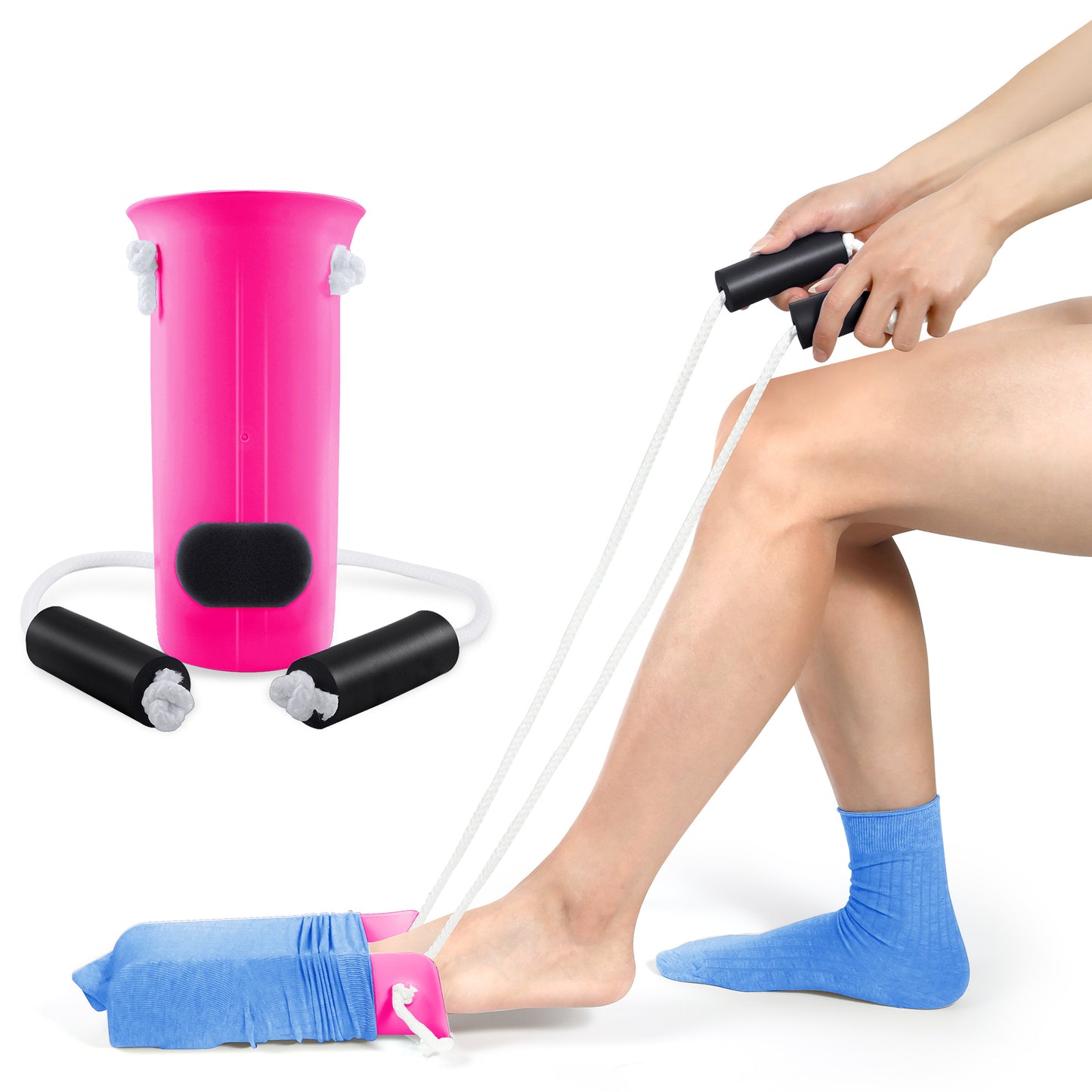 KEKOY Easy on and off Sock Aid, Pulling Assist Device - Sock Helper Aide Tool with Foam Handles - Sock Assist Device for Elderly, Senior, Pregnant, Diabetics