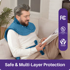 KEKOY Heating Pad for Back and Shoulder Pain Relief, Extra Large Electric Heat Pad 24"x37", Fast Heating for Neck , Auto Shut-off & Machine Washable, Blue