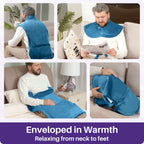 KEKOY Heating Pad for Back and Shoulder Pain Relief, Extra Large Electric Heat Pad 24"x37", Fast Heating for Neck , Auto Shut-off & Machine Washable, Blue
