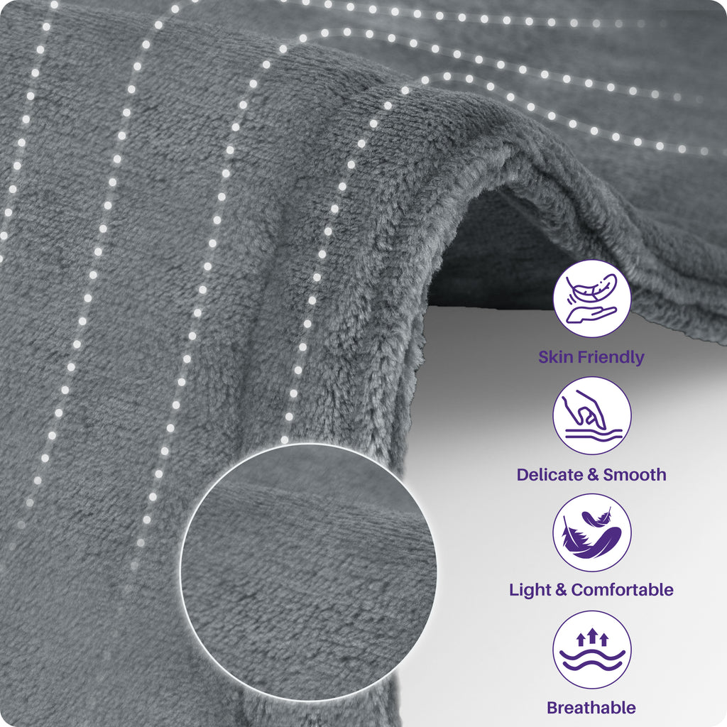 KEKOY Heating Pad for Back and Shoulder Pain Relief, Extra Large Electric Heat Pad 24"x37", Fast Heating for Neck , Auto Shut-off & Machine Washable, Gray
