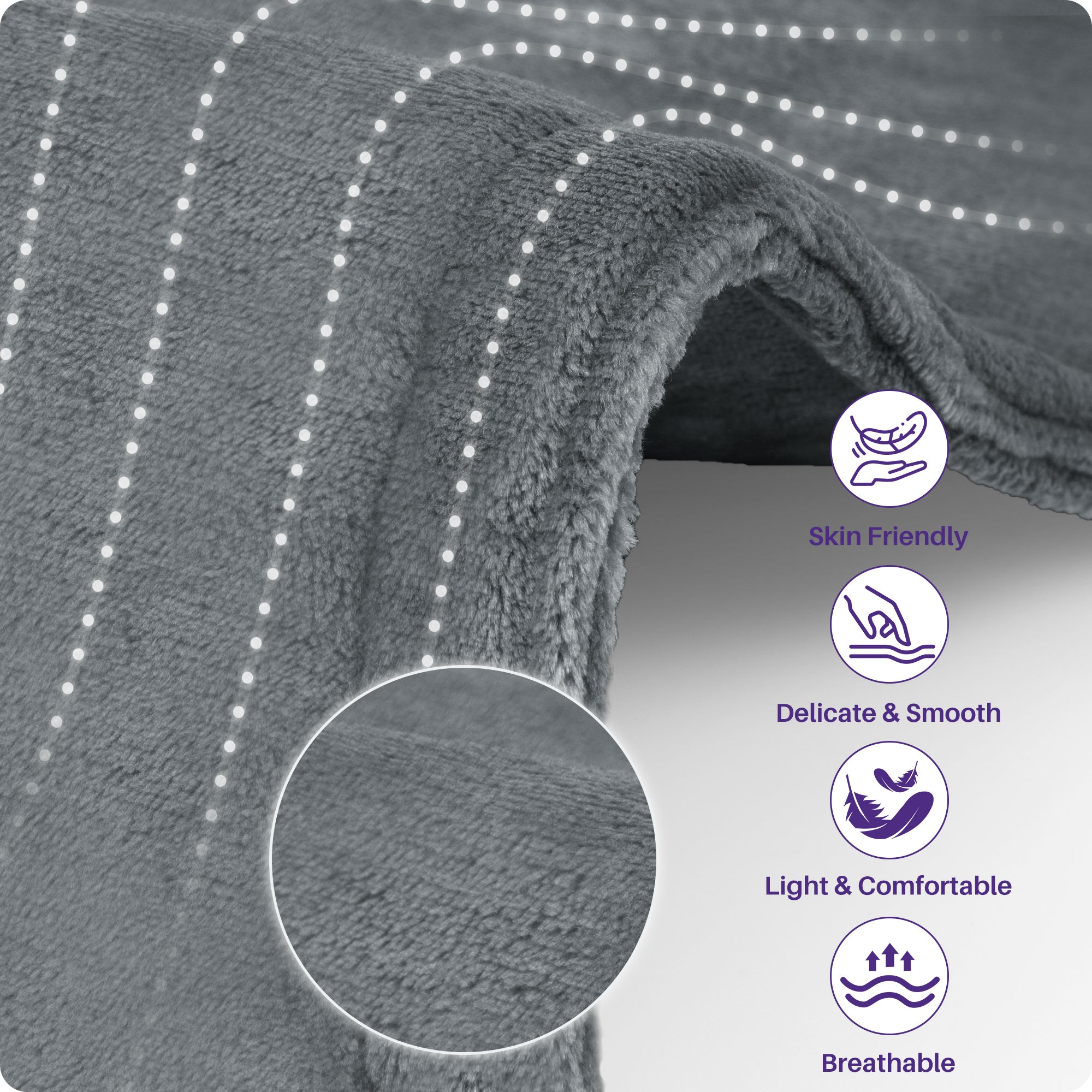 KEKOY Heating Pad for Back and Shoulder Pain Relief, Extra Large Electric Heat Pad 24"x37", Fast Heating for Neck , Auto Shut-off & Machine Washable, Gray