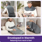 KEKOY Heating Pad for Back and Shoulder Pain Relief, Extra Large Electric Heat Pad 24"x37", Fast Heating for Neck , Auto Shut-off & Machine Washable, Gray