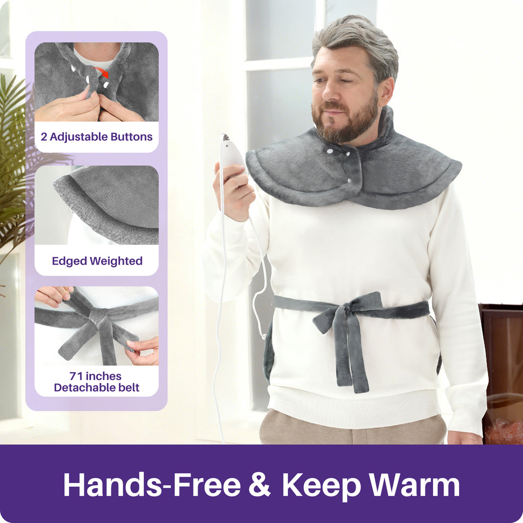 KEKOY Heating Pad for Back and Shoulder Pain Relief, Extra Large Electric Heat Pad 24"x37", Fast Heating for Neck , Auto Shut-off & Machine Washable, Gray