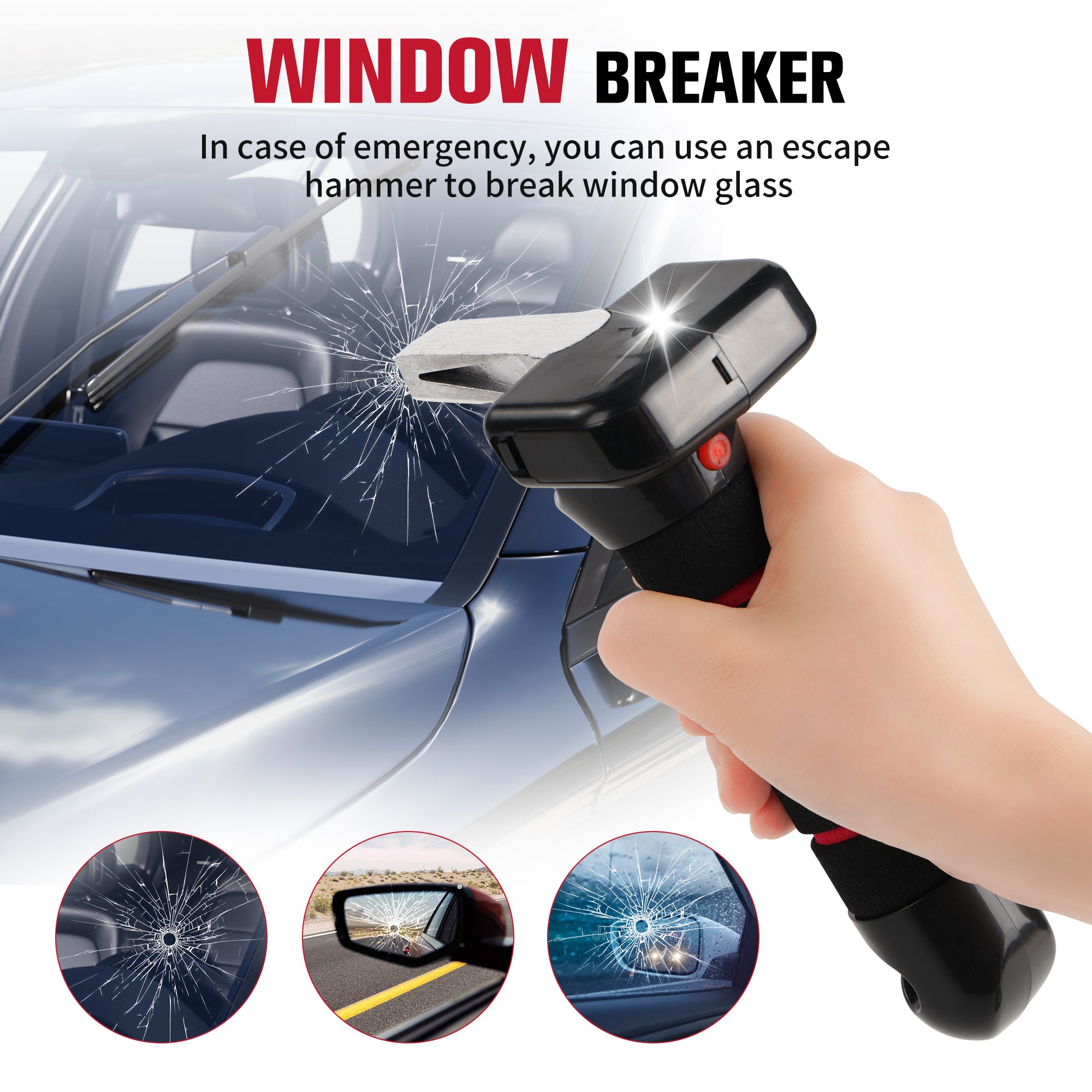 KEKOY Car Handle Assist for Elderly, 4 in 1 Vehicle Support Handle Automotive Door Assist Handles with LED Light, Seatbelt Cutter, Window Breaker Standing Mobility Aid for Car