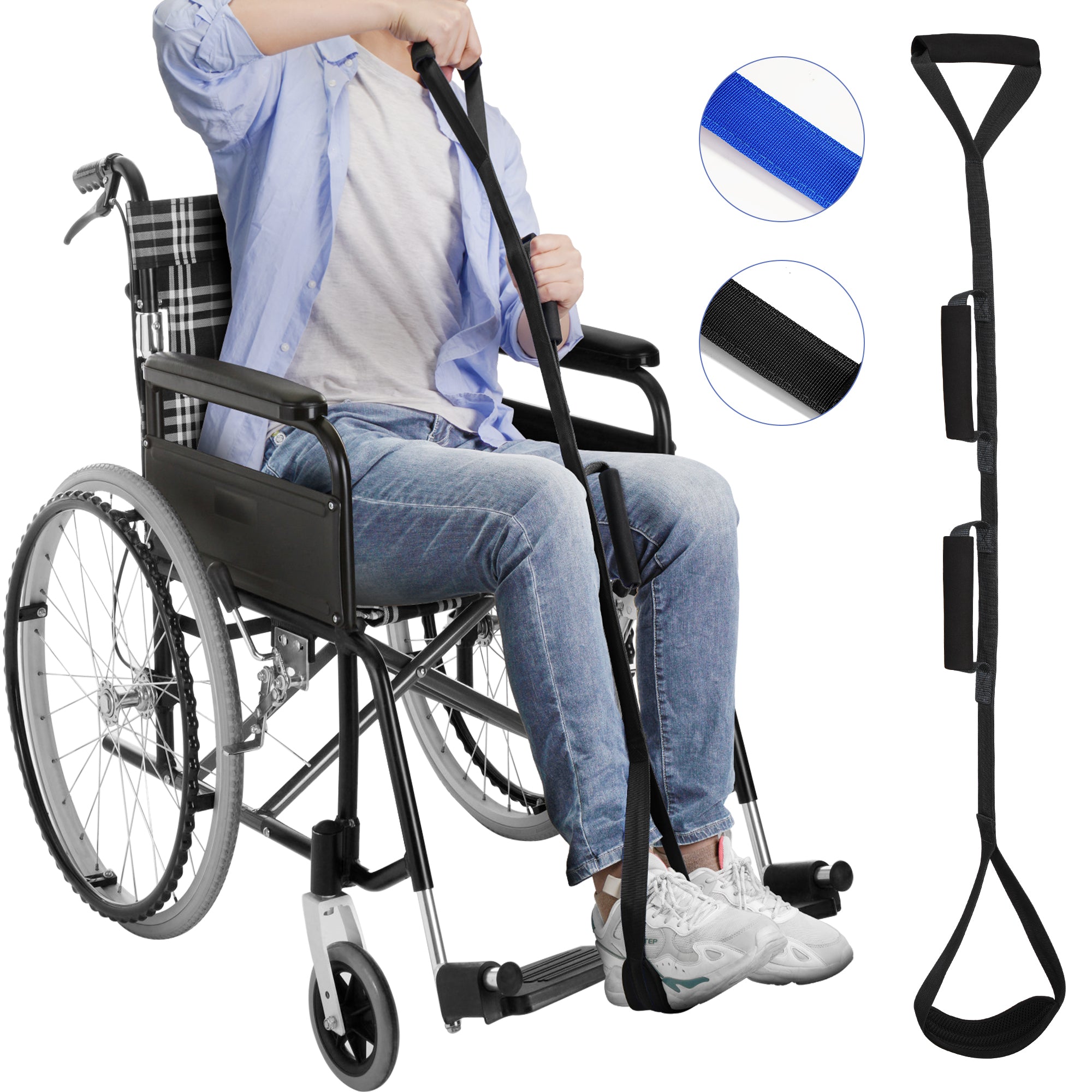 KEKOY 42" Leg Lifter for Hip Replacement with Two Foam Handle, Mobility Lift Leg Raiser Aids for Elderly, Handicap, Leg Lifter Getting Legs in and Out of Bed, Wheelchairs,Chairs, Car, Blue